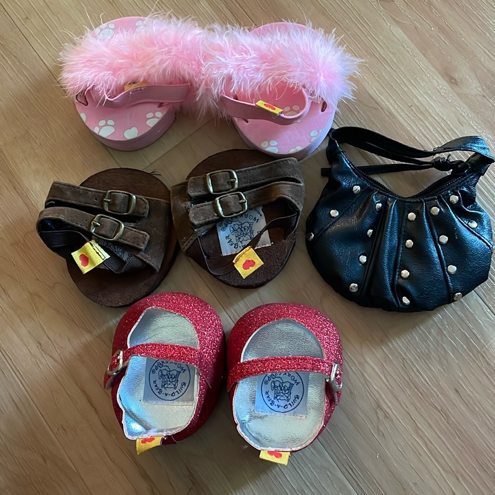 Build A Bear Girls Shoe Lot 3 Pair Shoes purse